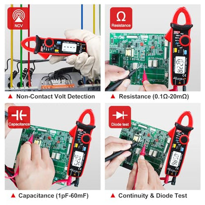 UNI-T UT210e Digital Clamp Meter AC DC Amp Meter Clamp Multimeter True RMS 2000 Counts Voltmeter Continuity Tester Capacitor HVAC Tool Multi Tester - size: UT210e clamp meter (ac/dc)