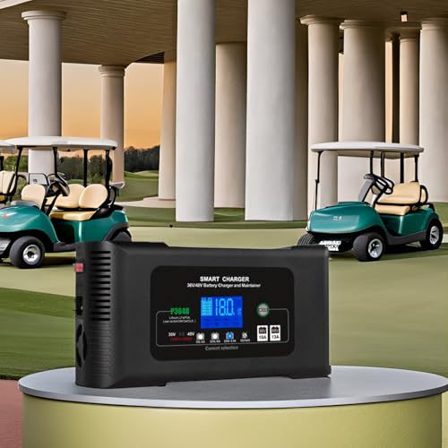 Aorika Golf Cart Battery Charger, Club Car 36 Volt 18 AMP/48 Volt 13 Amp Battery Charger with 3 Pin Round Plug, for Lithium, LiFePO4, Lead-Acid AGM/Gel/SLA Batteries - color: P3648O