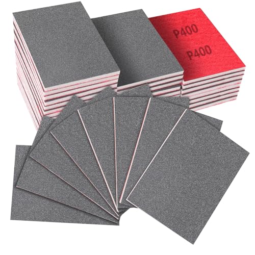 32 PCS 400 Grit Sanding Sponge, Soft and Flexible Sandpaper Block | 3 x 4 Inch, Hook and Loop, Wet and Dry Use, Washable and Reusable, Tear-Resistant Polishing Pads for Metal Auto Paint Wood - style: 32Pcs 400Grit