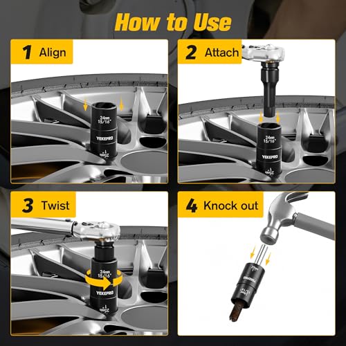 6PCS 2-in-1 Lug Nut Extractor Socket, 1/2" Drive Lug Nut Removal | 17-27MM, Double-Sided Impact Twist Sockets for Removing, Rusted & Damaged Lug Nuts, with Extension Bar & Knockout Pin