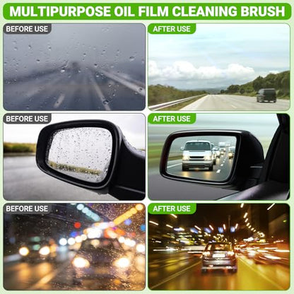 Clear Vision Glass Cleaner,2PCS,-Oil Free Car Glass Brushes, Upgrade 2.0 Cleaner, Automotive Oil Film Cleaning Brush for Car Windows, Clearvision Cars Windshield Cleaner Tool