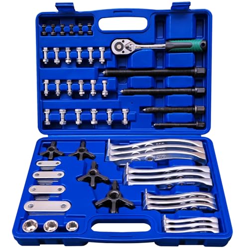 3" 4" 6" 8" Gear Puller Set,2 Jaw & 3 Jaw Bearing Puller Kit with Reversible Jaws,Cr-V Steel Heavy Duty Pulley Puller Tool for Internal External Bearing Gear Pulley Flywheel Removal. - color: Blue