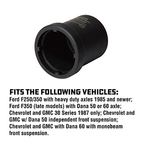 Powerbuilt Spindle Nut Socket, Removal Spindle Nuts, 4-Lug, Dodge, Chevy, Ford, GM Trucks, Hub Sockets, Truck Repair Tool - 648477 - style: 4-Lug, 2-1/2" Inner