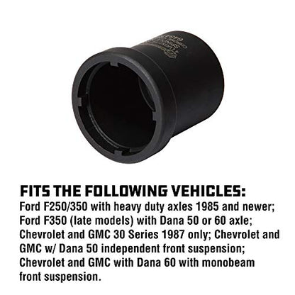 Powerbuilt Spindle Nut Socket, Removal Spindle Nuts, 4-Lug, Dodge, Chevy, Ford, GM Trucks, Hub Sockets, Truck Repair Tool - 648477 - style: 4-Lug, 2-1/2" Inner