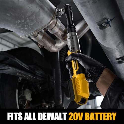 3/8" Cordless Ratchet Wrench for Dewalt 20V Battery(Tool Only),75FT-LBS(102N.m) Extended Electric Ratchet Wrench Set with Variable Speed, LED Light, 1/4"&1/2" Adapter,3" Extension Bar
