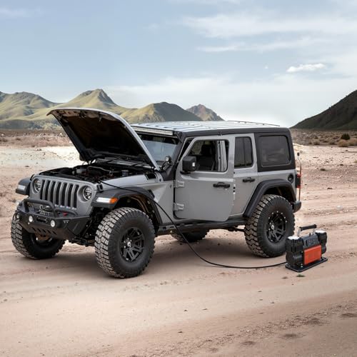 VEVOR Dual-Cylinder Heavy Duty Air Compressor, 10.6CFM Auto-Stop Portable Tire Inflator, 12V 150PSI Offroad Air Pump with LCD Digital Display & Adapters for Truck Car SUV 4 x 4 Vehicle RV - style: 10.6 CFM Auto-Stop