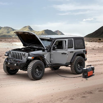 VEVOR Dual-Cylinder Heavy Duty Air Compressor, 10.6CFM Auto-Stop Portable Tire Inflator, 12V 150PSI Offroad Air Pump with LCD Digital Display & Adapters for Truck Car SUV 4 x 4 Vehicle RV - style: 10.6 CFM Auto-Stop