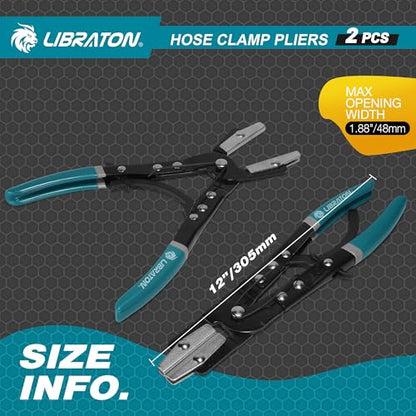 LIBRATON Ratcheting Hose Pinch Pliers, 2PCS Hose Clamp Pliers Set, 12Inch Hose Pinch Off Pliers, Hose Pliers, Radiator Hose Clamp Pliers, Fuel Line Pliers, Pinch Off Pliers for Coolant, Automotive - style: 2PCS Metal Pilers