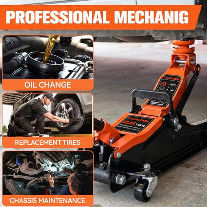 Floor Jack 2.5 Ton (5500 lbs), Low Profile Hydraulic Car Jack with Single Piston Quick Lift Pump, Heavy Duty Steel Racing Floor Jack for Sedan SUV Coupe, Lifting Range 4.53" to 14.57"