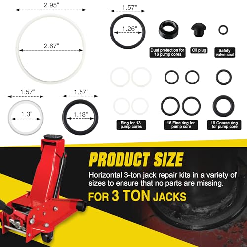Saillong 3 Ton Dual Pump Floor Jack Rebuild Kit,Large & Small Low Side Pump Piston Plungers with 17PCS Seal Kit,Compatible with Pittsburgh,Big Red,Harbor Freight,Arcan,Horizontal Jack Replacement Part