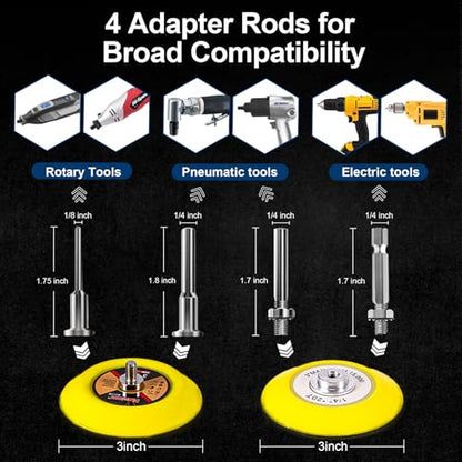 308 PCS 3 Inch Wet Dry Sanding Discs 60-10000 Grit Hook and Loop Sandpaper | Headlight Restoration Kit Drill Sanding Attachment Polishing Kit with Rotary Tools for Auto Metal Glass Resin Wood Jewelry - color: 3 Inch Sanding Discs