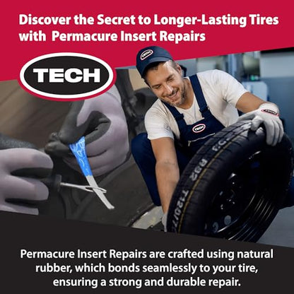 TECH Permacure Tire Repair Kit with Plugs – 50 Plugs & Tools for Permanent Tire Repair, Moisture & Air-Proof Seal, Ideal for Cars, Trucks, ATVs, Motorcycles, SUVs, & More – Portable & Compact Storage