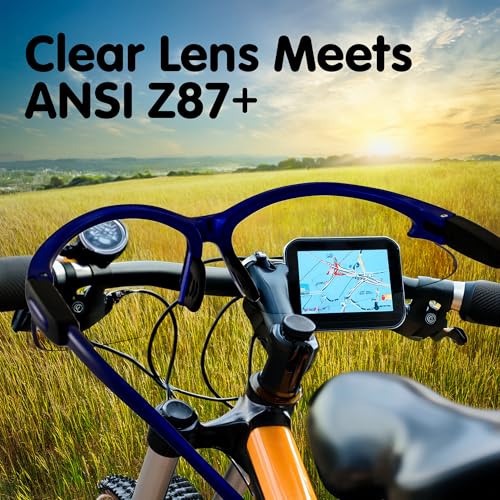 Global Vision Contender Bifocal Safety Glasses Blue Frame Clear Lens ANSI Z87+ for Men and Women Magnifying Reader 1.0 to 2.5 - size: 2.50