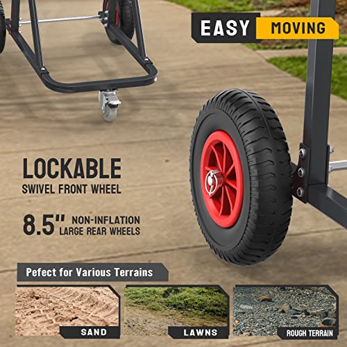 TUFFIOM Outboard Boat Motor Stand, Heavy Duty Outboard Engine Stand Carrier Cart Dolly, Boat Motor Support Stand 40lbs Capacity w/Lockable Swivel Wheel for Motor Storage, Repair, Maintenance