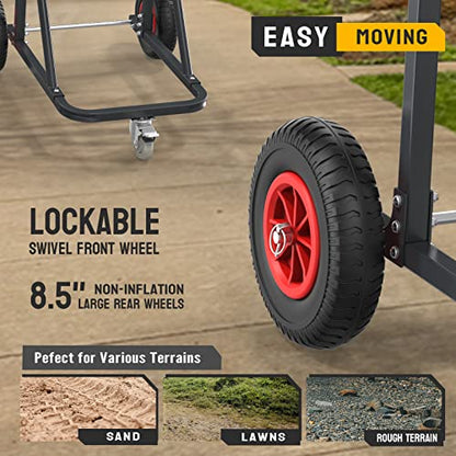 TUFFIOM Outboard Boat Motor Stand, Heavy Duty Outboard Engine Stand Carrier Cart Dolly, Boat Motor Support Stand 40lbs Capacity w/Lockable Swivel Wheel for Motor Storage, Repair, Maintenance
