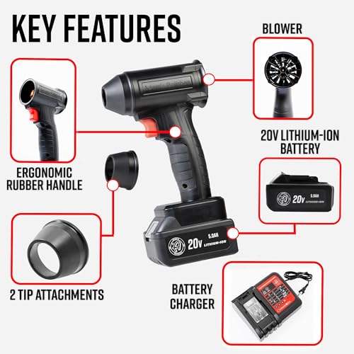 Adam's Polishes Cordless Mini Air Cannon - Portable High-Powered Car Detailing Dryer Blower | Rechargable Air Blower for Your Car, Truck, Van, Motorcycle | Use Before Applying Wax Or Ceramic Coatings