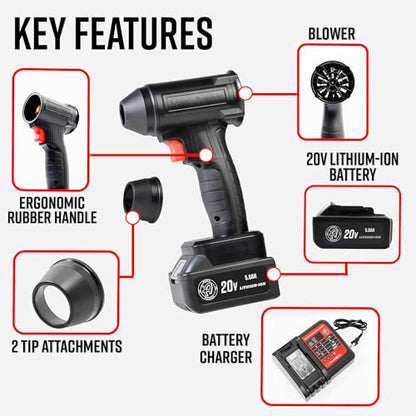Adam's Polishes Cordless Mini Air Cannon - Portable High-Powered Car Detailing Dryer Blower | Rechargable Air Blower for Your Car, Truck, Van, Motorcycle | Use Before Applying Wax Or Ceramic Coatings