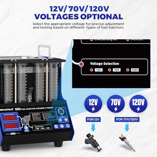 MR CARTOOL V209 GDI Fuel Injector Cleaner Machine, 110V 4-Cylinders Heated Ultrasonic Injector Cleaner Kit with 10 Functions, Gasoline Fuel Injector Tester for Car Motorcycle EFI/FSI Injectors - size: GDI V209