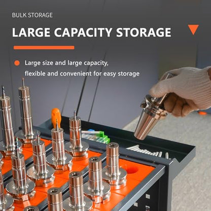 Grey Classic 40 Taper CNC Tool Holder Transfer Cart, 35 Capacity CAT/BT40 Service Carts with Wheels Heavy Duty, Multi-Function Workshop CNC Tool Trolley - size: CAT/BT40-35CAP