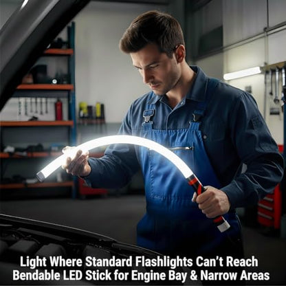 Flexible LED Flashlight Stick,27-Inch Rechargeable Mechanic Flashlight with 3 Brightness Modes & Hands-Free Positioning，Portable Inspection Light for Car Repair, Plumbing& Outdoor Use (Only)