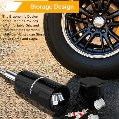 ATsafepro Valve Core Removal Tool, Valve Stem Removal Tool Contains 4 Schrade Valve Cores and 4 Tire Valve Caps, Schrader Valve Removal Tool Quick Repair Kit, Valve Core Tool Easy to Carry - size: 4.26 inch