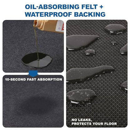 Oil Mat for Garage 36" x 59" - Premium Felt + Rubber Waterproof Backing Thickened Soft Contains Liquids Oil Spill Mat Reusable Non-Slip Maintenance Pad for Under Car Workbench Driveway Spot Protection - size: 3' x 4'11"