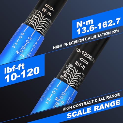 Drive Click Torque Wrench, 3/8" 10-120Ft.Lb, torque wrench for Car | Dual-Direction Adjustable 72 Tooth Click Torque Wrench for Bike, Motorcycle,Professionals & DIYers,Blue - size: 3/8inch 10-120Ft.Lb