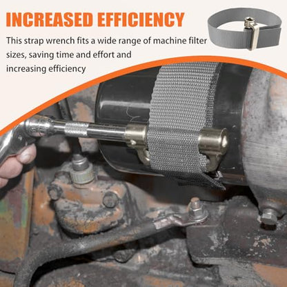 Heavy-Duty Oil Filter Strap Wrench – 30.7" Nylon Strap Tool for Filters up to 6-1/2", Flexible Removal Tool for Tight Engine Spaces