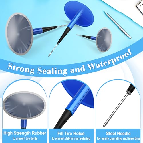 Tire Repair Patch Plug Kit, 24P Mushroom Tire Plug Patch | with Hex Shank Drill Bit for Car (1.41" / 1.81" / 2.36")