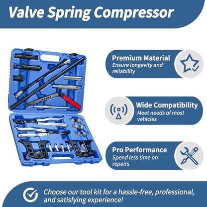 Valve Spring Compressor Universal Overhead Engine Valve Spring Compressor Cylinder Head Service Set OHV OHC Compressor Tool Valve Spring Compressor Remover and Installer