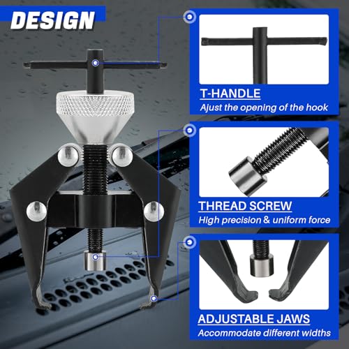 DASBET Battery Terminal and Wiper Arm Puller, Wiper Arm Battery Terminal Bearing Remover Puller Tool Heavy-Duty Arm Bearing Remover Puller Repair Tool Kit 6-28 mm