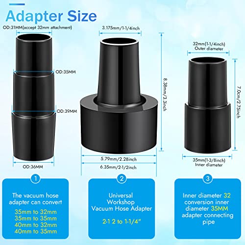 6 Pcs Vacuum Attachments Accessories VAC Attachments 1.25'' 25mm and 36mm Shop Round Dust Brush Vacuum Hose 5.9 Inch Floor Attachment Brush Replacement with 1-1/4 to 1-3/8 Inch Adapter(Simple Style) - style: Simple Style