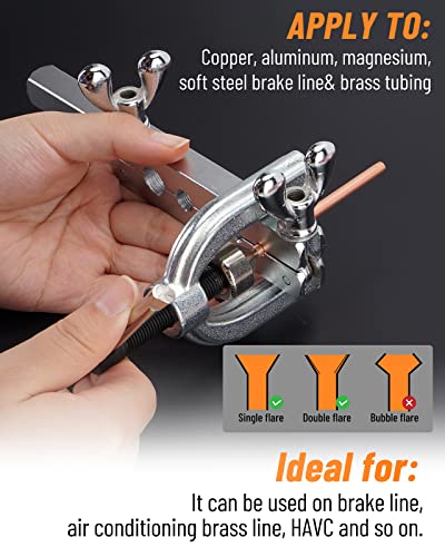 25 ft 3/16" Copper Coated Brake Line Kit +Tube Bender (Includes 16 Fittings and 4 Unions Brake Line Fittings) + Brake Line Double & Single Flaring Tool Kit