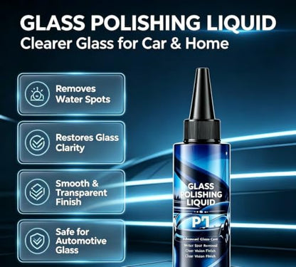 Car Glass Polishing Compound, Cerium Oxide Water Repellent Cleaner, Removes Oil Film & Water Spots, Fixes Minor Scratches, Restores Clarity