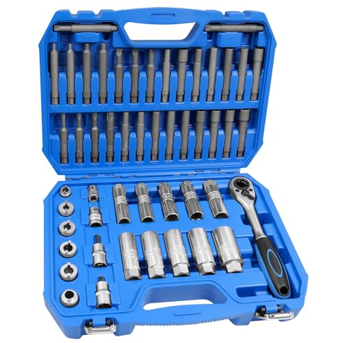 50PCS Suspension Shock Absorber Strut Nut Removal Tool Socket Set, 1/2 inch Steering Hub Shock Absorber Ratchet and Wrench Set, Shock Strut Installation Removal Tool Kit for All Vehicles - color: 50 PCS