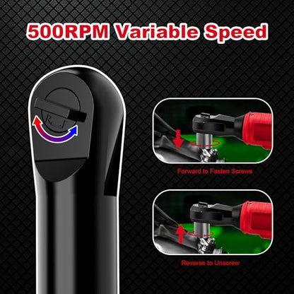 3/8" Ratchet Wrench Compatible with Milwaukee 18v Battery,Brushless Motor 400rpm Variable Speed 45 Ft-lbs(60 N.m) Ft-Ibs Power Tools 7 Sockets, 1/4" Adapter, 3" Extension Bar for car