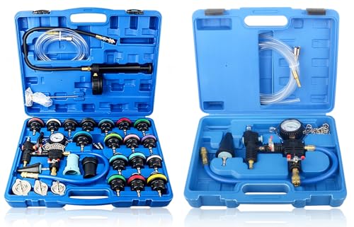 DAYUAN 28pcs Universal Radiator Pressure Tester Kit Bundle with Professional Radiator Cooling System Vacuum Purge Coolant Refill Tool Kit