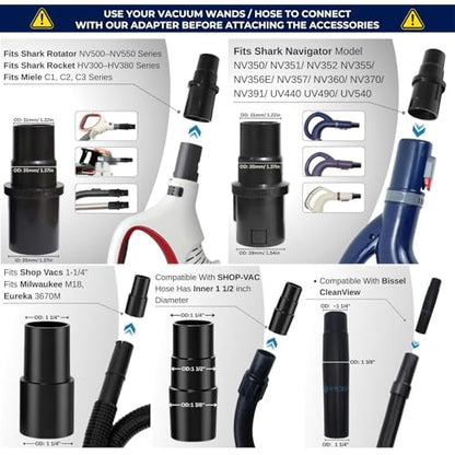 Household Cleaning Kit Vacuum Cleaner Accessories & Air Driven Pet Upholstery Turbo Brush Vacuums Nozzle Tool Pet Attachment Swivel Head with 35mm to 32mm Vacuum Attachment Adapter for Shark Miele