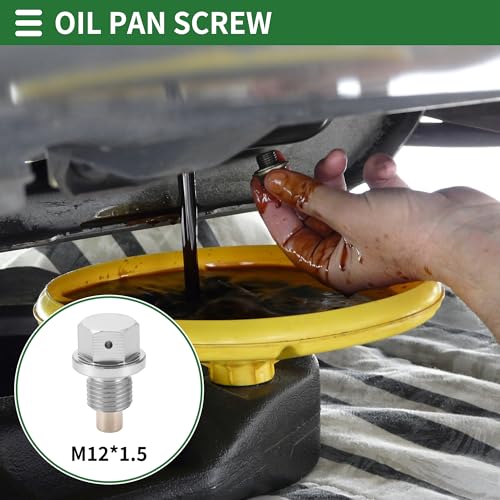 Motoforti Universal Oil Pan Screw Oil Drain Plug Sump Drain Nut Bolt, M12x1.5, Aluminium Alloy, Silver Tone, 1 Set - size: M12x1.5
