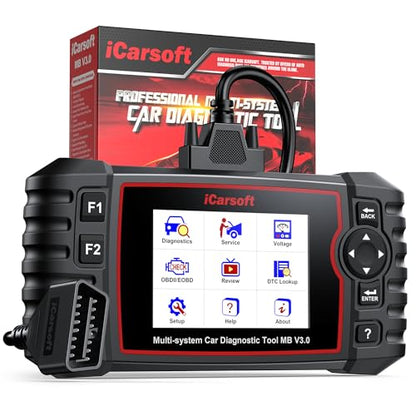 iCarsoft Bidirectional Diagnostic Tool for Most Mercedes-Benz/Sprinter/Smart from 1996-2025 MB V3.0 2026 Version Up to 39 Service Full System OBD2 Scanner All Test AutoVIN Battery Test Free Update