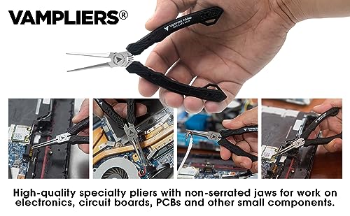 VAMPLIERS 5.5" Mini Precision Needle Nose Pliers, ESD Safe, Made in Japan | Non-Serrated Precision Tip, High Carbon Steel, ESD Safe Ergonomic Handles, For SMD, PCB, Circuit Boards, and Electronics Work - style: 5.5" Needle Nose Pliers