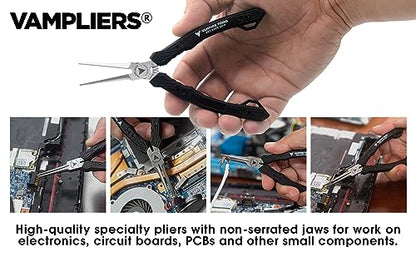 VAMPLIERS 5.5" Mini Precision Needle Nose Pliers, ESD Safe, Made in Japan | Non-Serrated Precision Tip, High Carbon Steel, ESD Safe Ergonomic Handles, For SMD, PCB, Circuit Boards, and Electronics Work - style: 5.5" Needle Nose Pliers