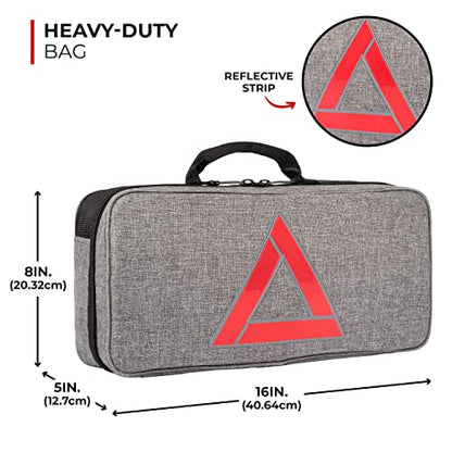 Thrive Emergency Car Kits for Vehicles - Roadside Emergency Car Kit (104 Pieces) - Car Kits for Emergency - Roadside Car Kit with Jumper Cables and Mini First Aid Kit - Gray Bag - color: Gray Bag