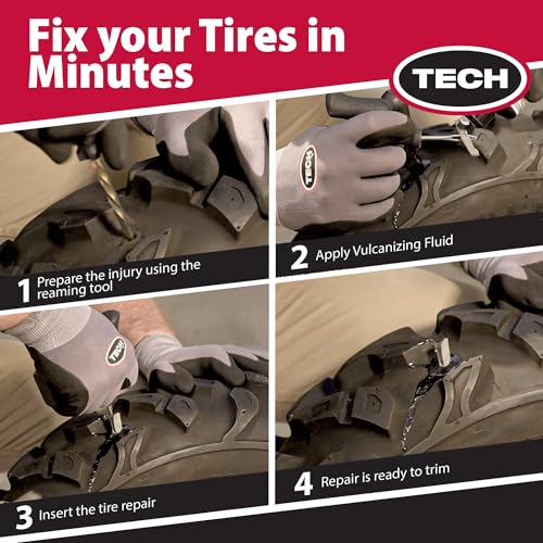 TECH Permacure Tire Repair Refill Kit - The Ideal Size Tire Repairs and Tools for Passenger Cars, Light Trucks, SUVs, Trailers, ATVs, Golf Carts, Farm Equipment and More (8 Repairs, No Tools)