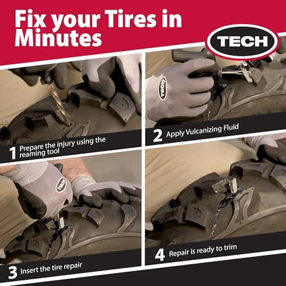 TECH Permacure Tire Repair Refill Kit - The Ideal Size Tire Repairs and Tools for Passenger Cars, Light Trucks, SUVs, Trailers, ATVs, Golf Carts, Farm Equipment and More (8 Repairs, No Tools)