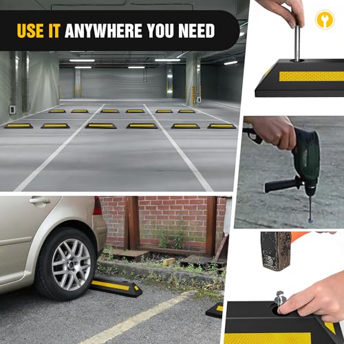 Nilight Parking Curb - Heavy Duty Rubber Garage Driveway Car Wheel Stopper Parking Aid Block Gadgets, 1-Pack - size: 22" 1-PACK