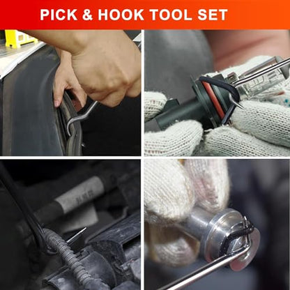 13 Pcs Mechanic Hook and Pick Tool Set with Auto Clip Removal Plier | Rivets Puller Telescoping Magnetic Pickup Gasket Scraper for Remove Automotive Electronics Maintenance Hoses Gasket (red1) - color: red1