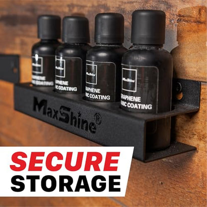 Maxshine Universal Detailing Ceramic Coating Holder – Wall-Mount Organizer Holds 4 Bottles (50–100ml) – Sturdy Lightweight Rack for Garage Storage & Mobile Use – Premium Auto Detailing Accessory