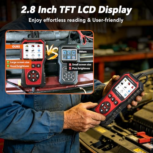 Car Battery Tester 2.8" TFT, 6V 12V 24V 10-2000CCA Battery Load Tester, QR Cloud Report (No App), Automotive Alternator Tester Charging Cranking System Analyzer for Car Truck Motorcycle Boat, Black