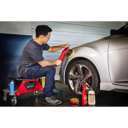 Powerbuilt Heavy Duty Roller Mechanics Seat and Brake Stool with 4-in. Rubber Swivel Casters Roll Over Anything, Big Seating Platform, Slide Out Tool Trays and Drawer 300 lb. Capacity – 240036 - style: Industrial